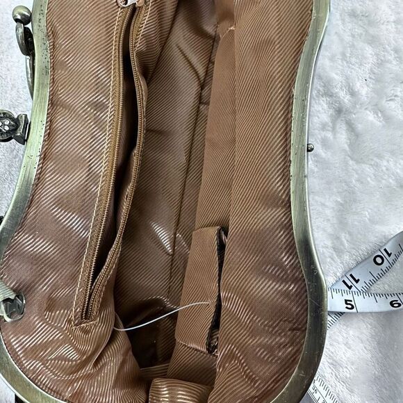 Vintage Velvet Fabric Dark Floral Evening Handbag Corsage Applique Chain Strap - Picture 5 of 9